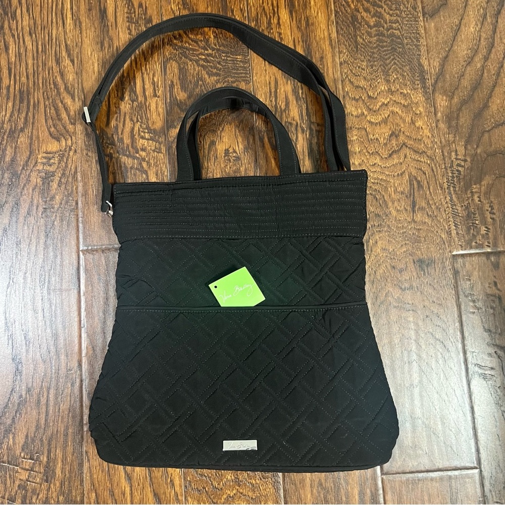 Vera Bradley Black Quilted Tote with Detachable Convertible Crossbody Strap - Picture 9 of 13